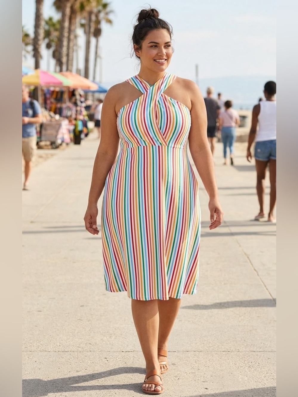NWT ModCloth “You’ve Yacht To Be Kidding Me” Stripe Cross Front Halter Dress